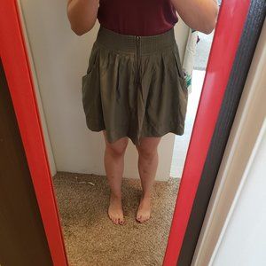 Olive green skater skirt with pockets